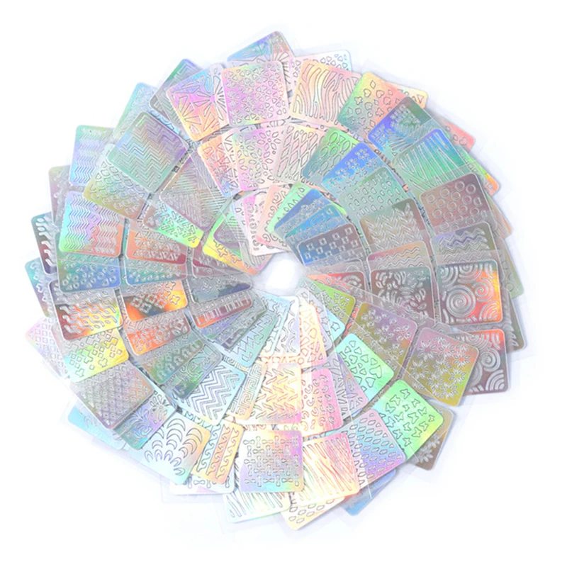 24 листа новая голографическая выдолбленная винил для ногтей самоклеющиеся