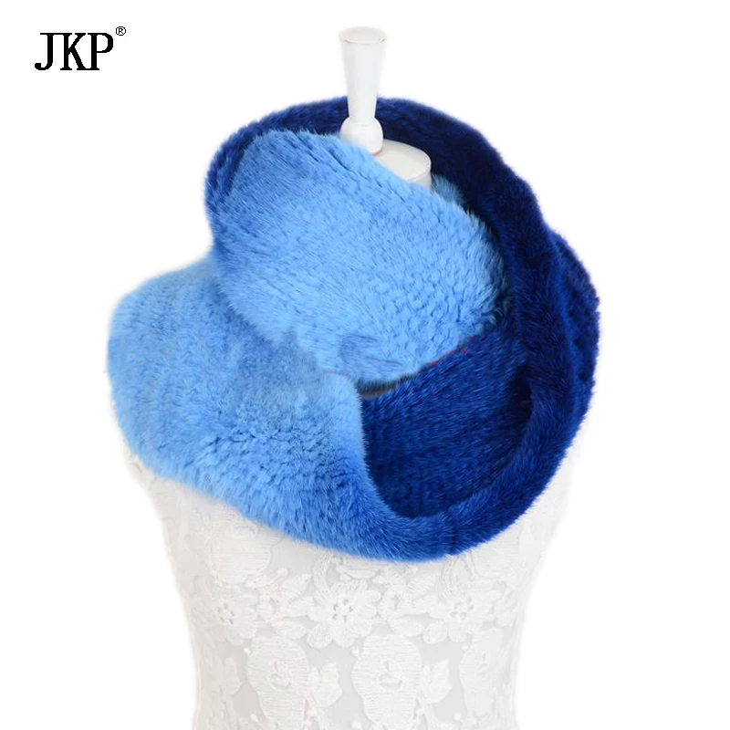 100% реальные вязаной норки Мех животных кольцо Шарфы для женщин модные градиент