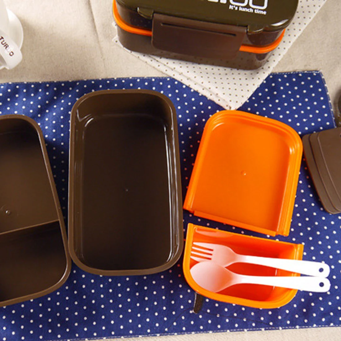 Милый экологичный набор посуды двойного уровня в японском стиле PP милая коробка