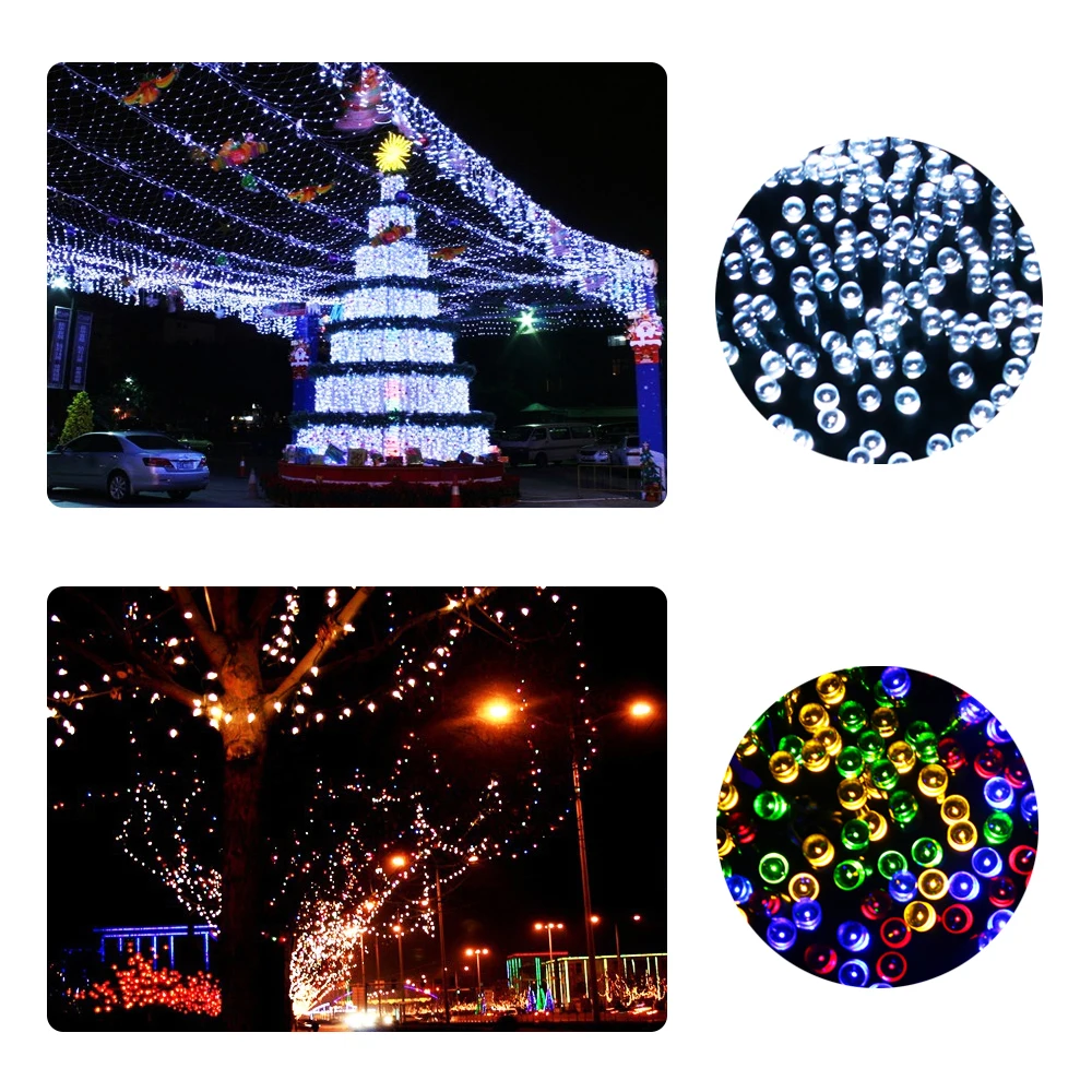 Солнечная светодиодная гирлянда 100 светодиодных солнечных ламп наружная