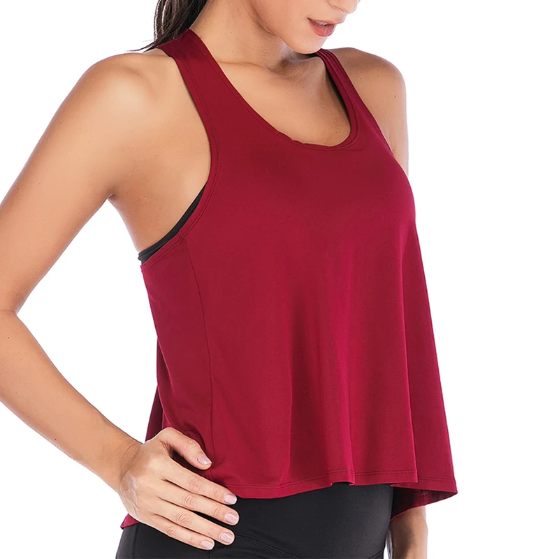 wine red1 LOOZYKIT, женская спортивная майка для занятий йогой, фитнесом, без рукавов, топ для йоги, майка для бега, топы, тренировочный жилет, спортивная одежда для бега - Цвет: wine red1