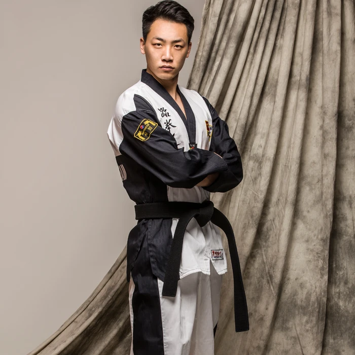 Боевые искусства TKD Tae Kwon Do Korea V образный вырез тхэквондо Dobok для карниза и