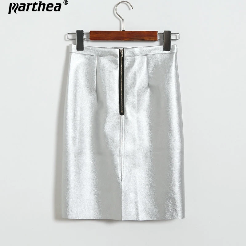 Parthea осень зима Новая мода глянцевая длинные плиссированные Разделение молния