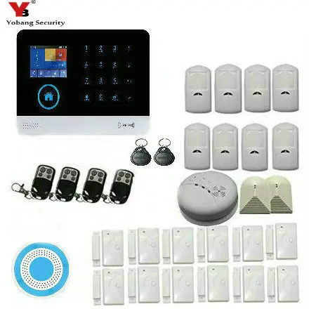

Yobang Security Wireless 4G SMS Alarm Security System LCD Display Wired Siren Kit Home Burglar Security Alarm System