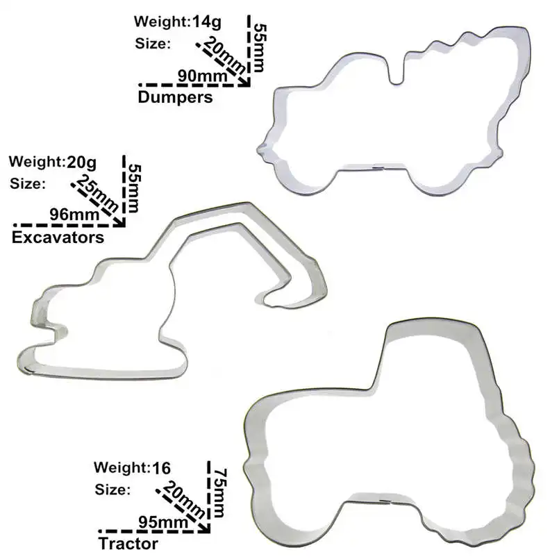 Экскаваторы тракторы цементные грузовики формы для резки печенья 3 шт.