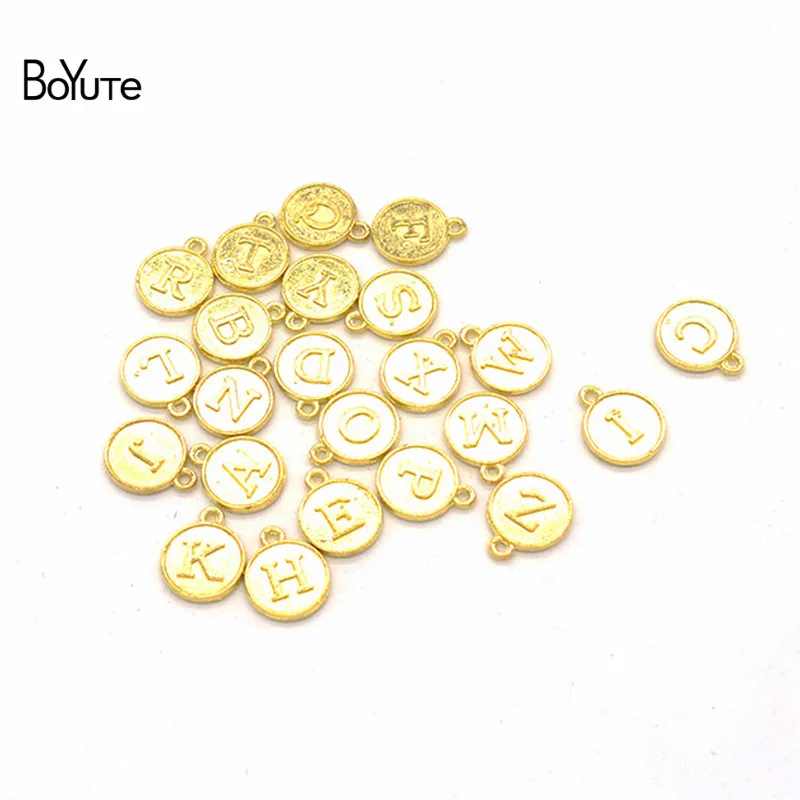 Gold Plated BoYuTe(26 шт./компл.) с надписью 15*12 мм, 5 цветов металлического сплава Алфавит английские буквы для подвесок и аксессуары для изготовления украшений своими руками - Окраска металла: Gold Plated