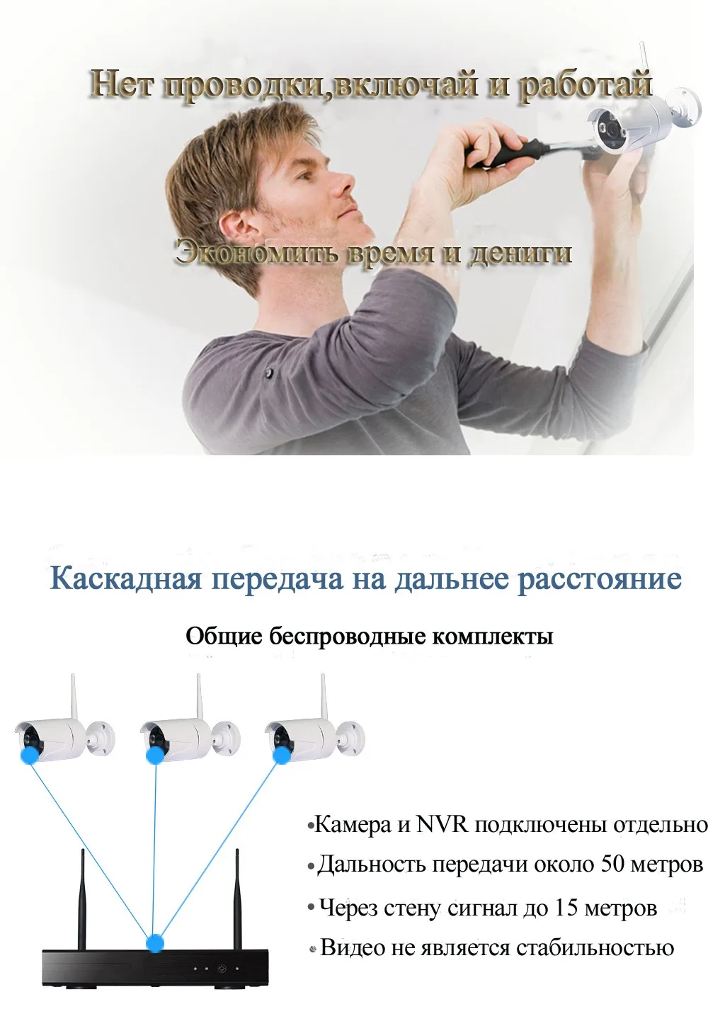 720 P 8 канальных комплектов видеонаблюдения беспроводная NVR система ВИДЕОНАБЛЮДЕНИЯ hd комплект камеры для дома завода офиса в помещении на улице