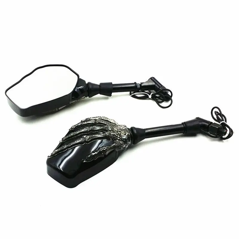 

2x Skull Integrated LED Turn Signal Mirrors Motorcycle Mirrors For Honda CB1000R Nighthawk 750 VTX1800C Kawasaki Suzuki Yamaha