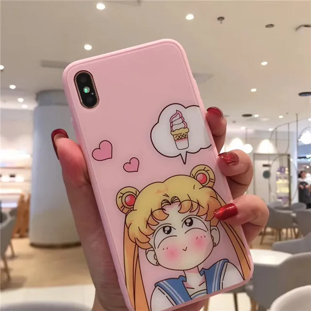 Закаленное стекло+ ТПУ чехол для телефона для iPhone 6 6S 7 8 Plus XR X XS Max прекрасный Сейлор Мун Cardcaptor узор с Сакурой задняя крышка чехол - Цвет: 6