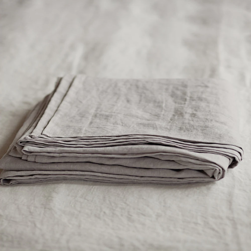 Плоское белье постельное из натурального льна во французском стиле с эффектом