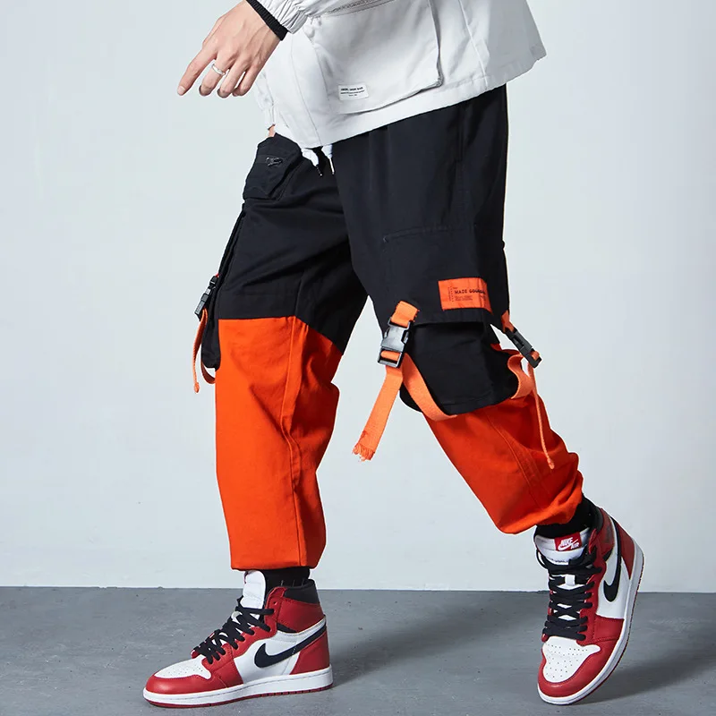 

Side Ribbon Baggy Harem Joggers Cargo Pants Streetwear 2019 Hip Hop Casual Pockets Track Pants Male Harajuku Trousers WB53