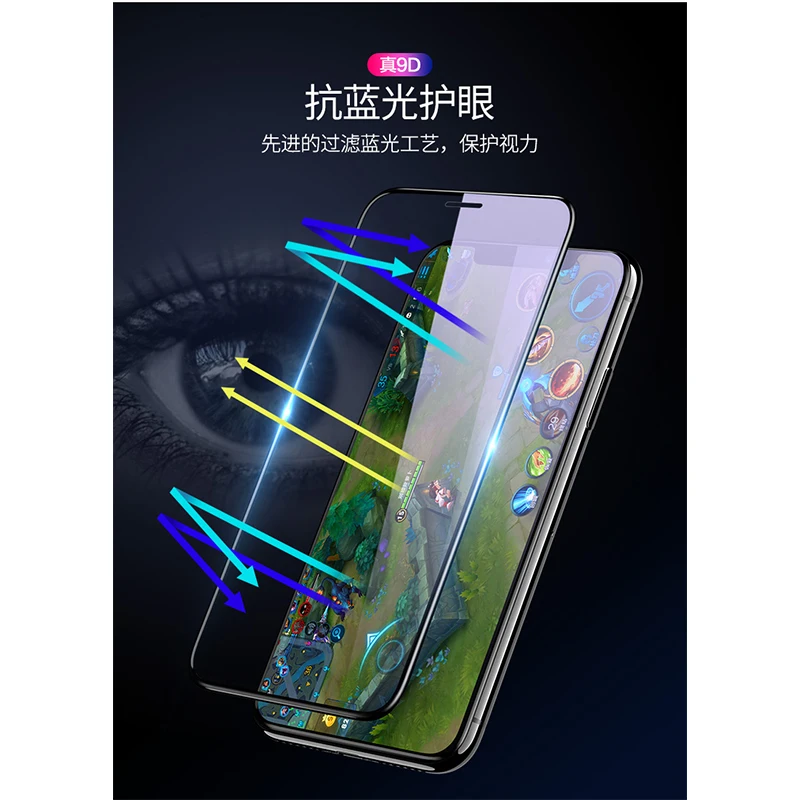 

New Tempered Glass Screen Protector for iPhone XR Anti-Finger Front Film Guard for Apple iPhone XR Screen Protector Blue Screen