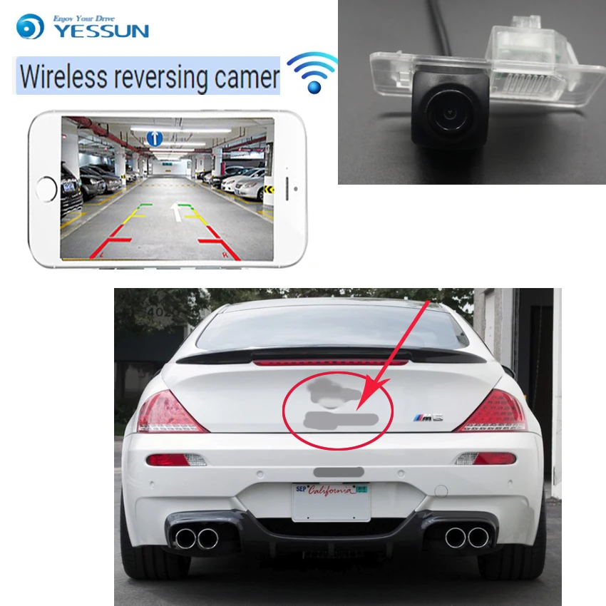 YESSUN для BMW 6 M6 E63 E63N E64 E64N 2003 ~ 2010 F12 F13 F06 Беспроводная Автомобильная камера заднего