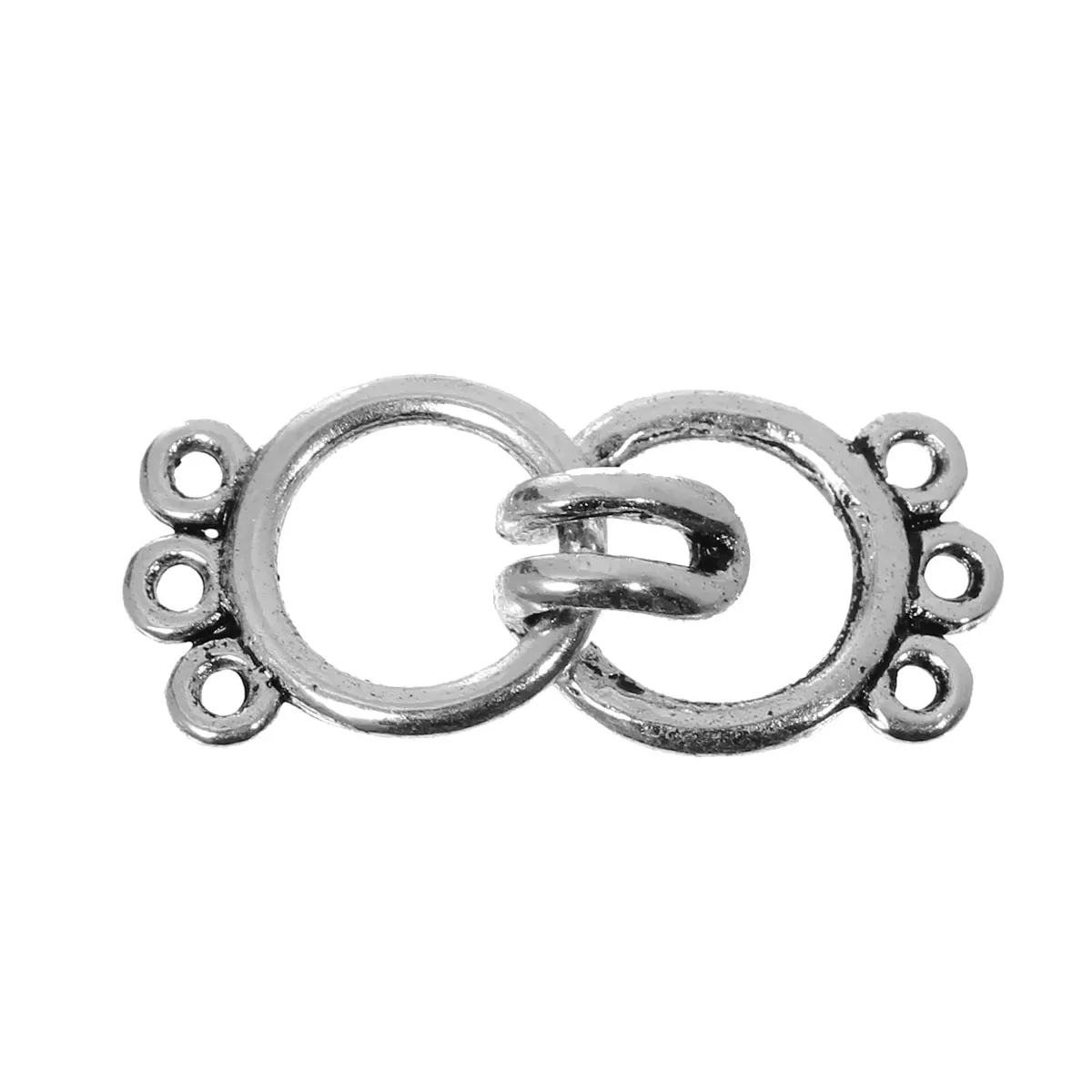 DoreenBeads сплав цинка переключение застежки выводы Круглый Серебряный цвет 3