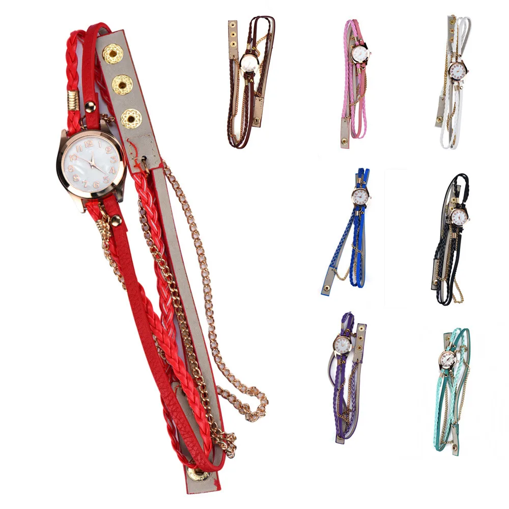 Часы наручные женские с кожаным ремешком заклепками | Наручные часы