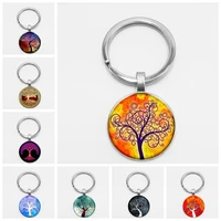 1pcs charm tree of life tree crown time glass gem pendant key chain car key hang buckle to map private order