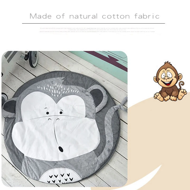 Детские игровые коврики Детское покрывало для ползания с обезьяной круглый коврик пола 90 см детские