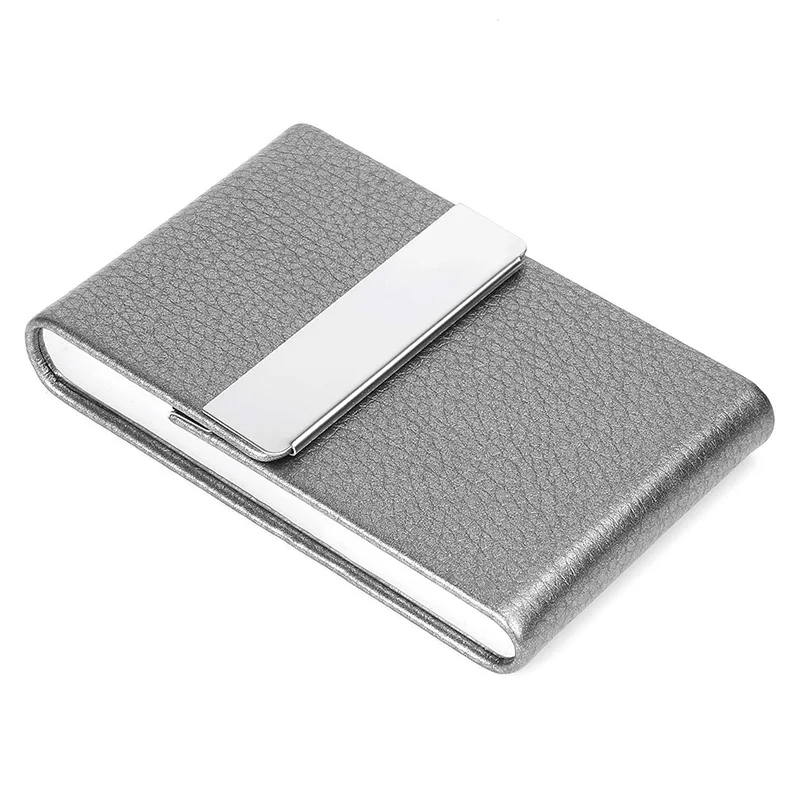 Grey Чехол унисекс из искусственной кожи для визиток, тонкий держатель для карт, кошелек для карт, посылка, профессиональное имя, ID держатель для карт, Porta Carte - Цвет: Grey