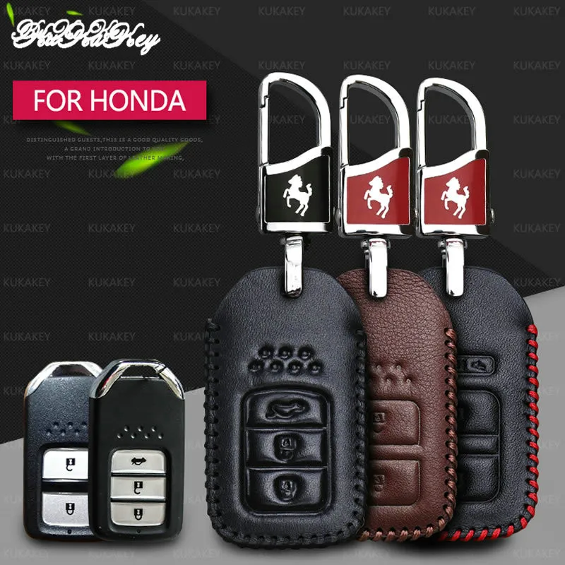 KUKAKEY чехол из натуральной кожи для автомобильного брелка ключей Honda Civic Accord Cr v Pilot