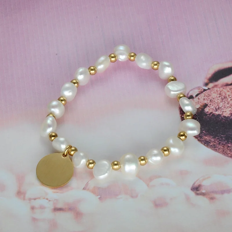 D & Z винтажный браслет из речного жемчуга с бусинами Женская золотая медаль