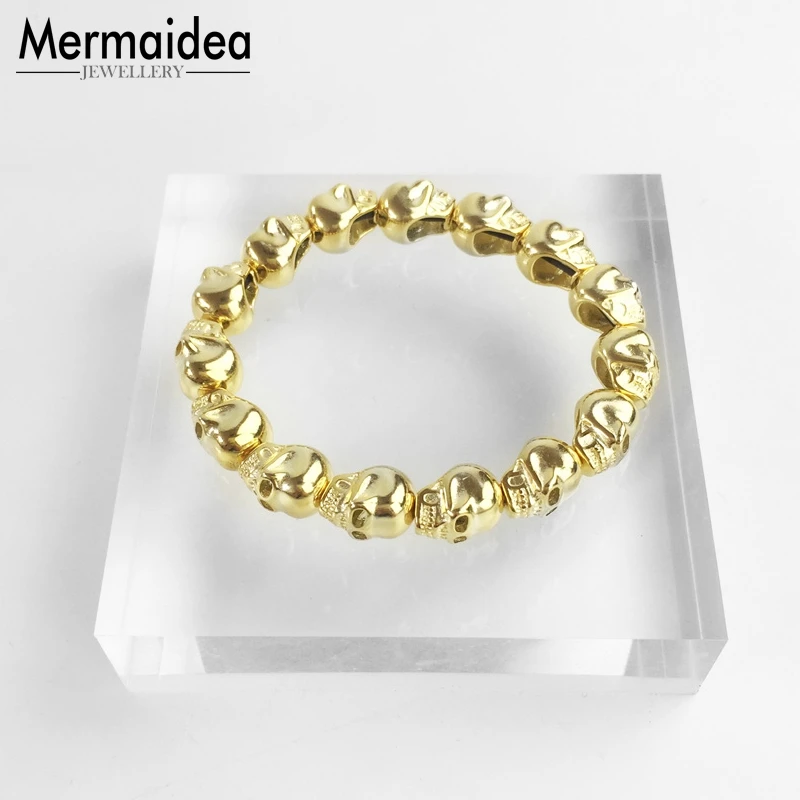 Браслет с золотыми черепами и бусинами новинка 2020 модный браслет в виде сердца