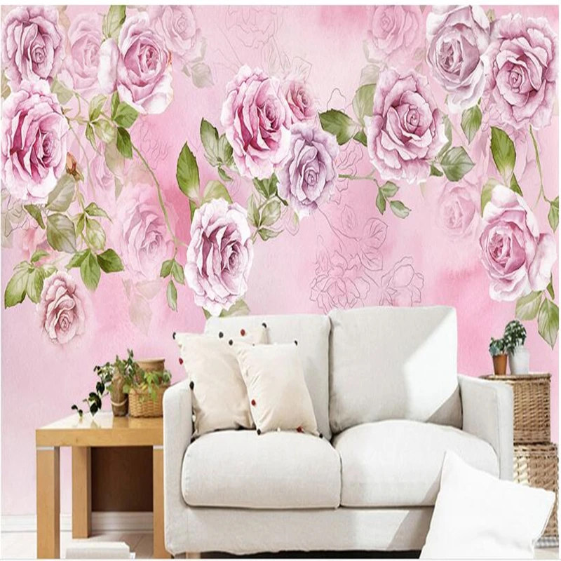 Обои для стен обои в стиле ретро пасторальная Роза ТВ задняя поверхность