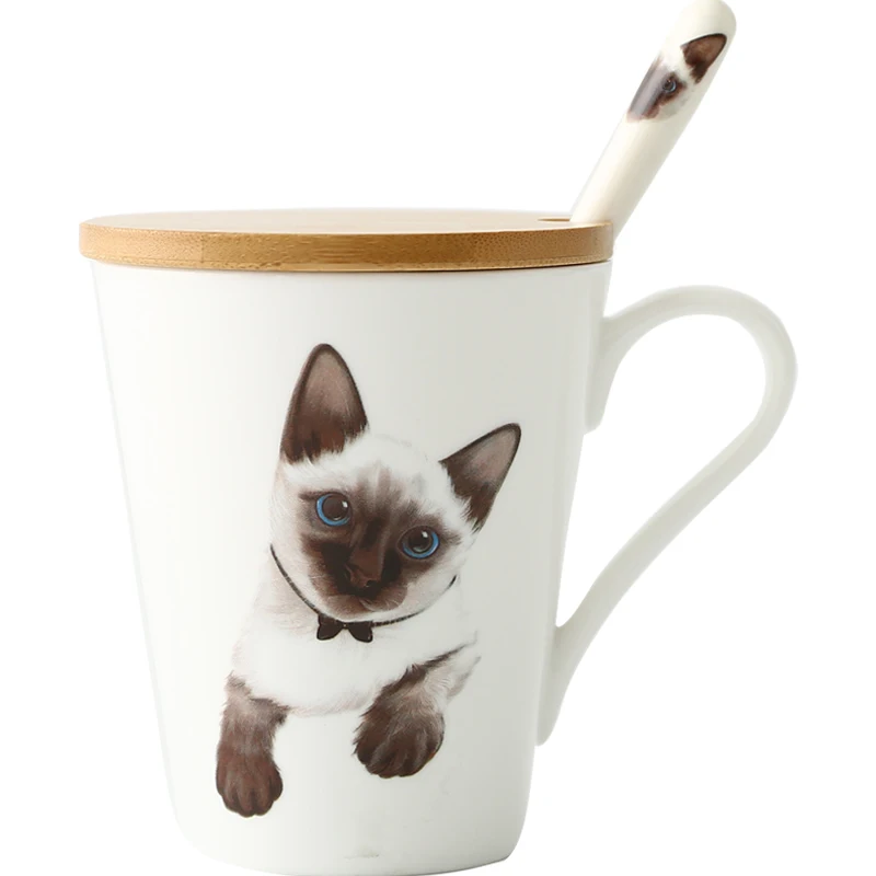 Новинка 2019 сиамские керамические кружки для кошек Милые Чашки с животными