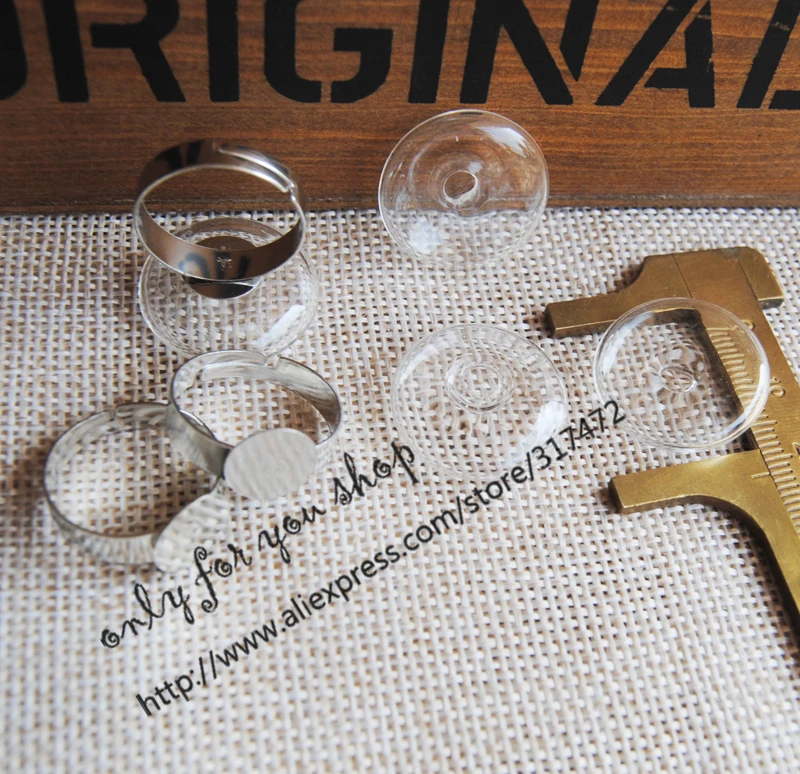 Плоское Круглое Стеклянное пузырьковое стекло 20 мм с подвеской и металлическим