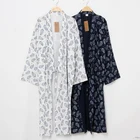 Пижама Мужская в японском стиле, халат, 100% хлопок, свободная длинная ночная рубашка с поясом, домашняя пижама для отдыха, лето
