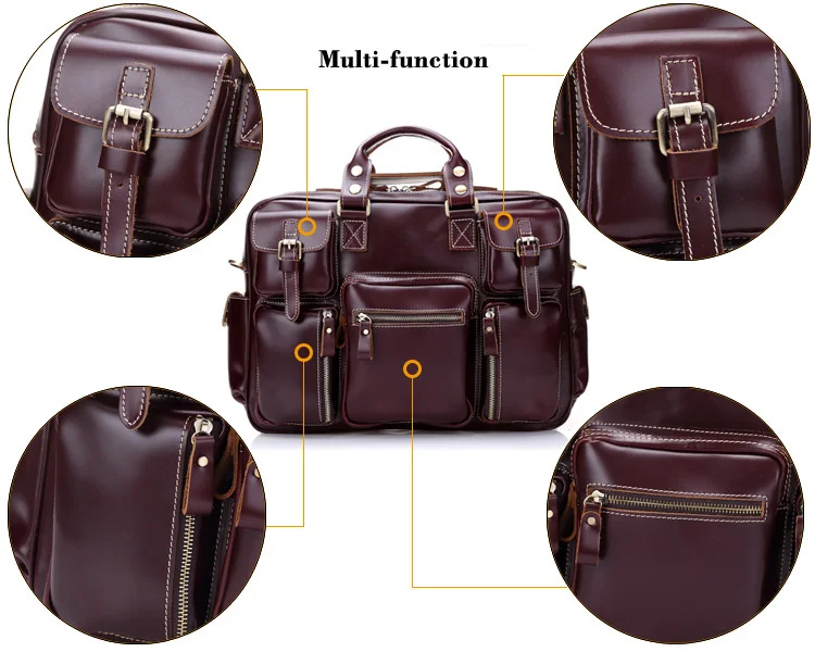 Мужской винтажный портфель из натуральной кожи деловая сумка для ноутбука 16