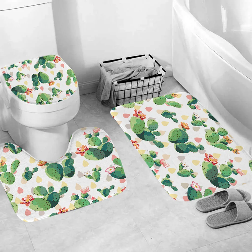Personality creative colorful toilet three-piece seat bathroom kitchen absorbent comfortable carpet mat H0520 | Дом и сад