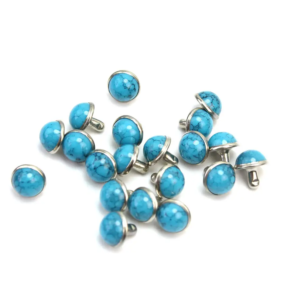 20 шт. модные синие круглые бирюзовые шпильки с заклепками и обувь кожаным ремнем
