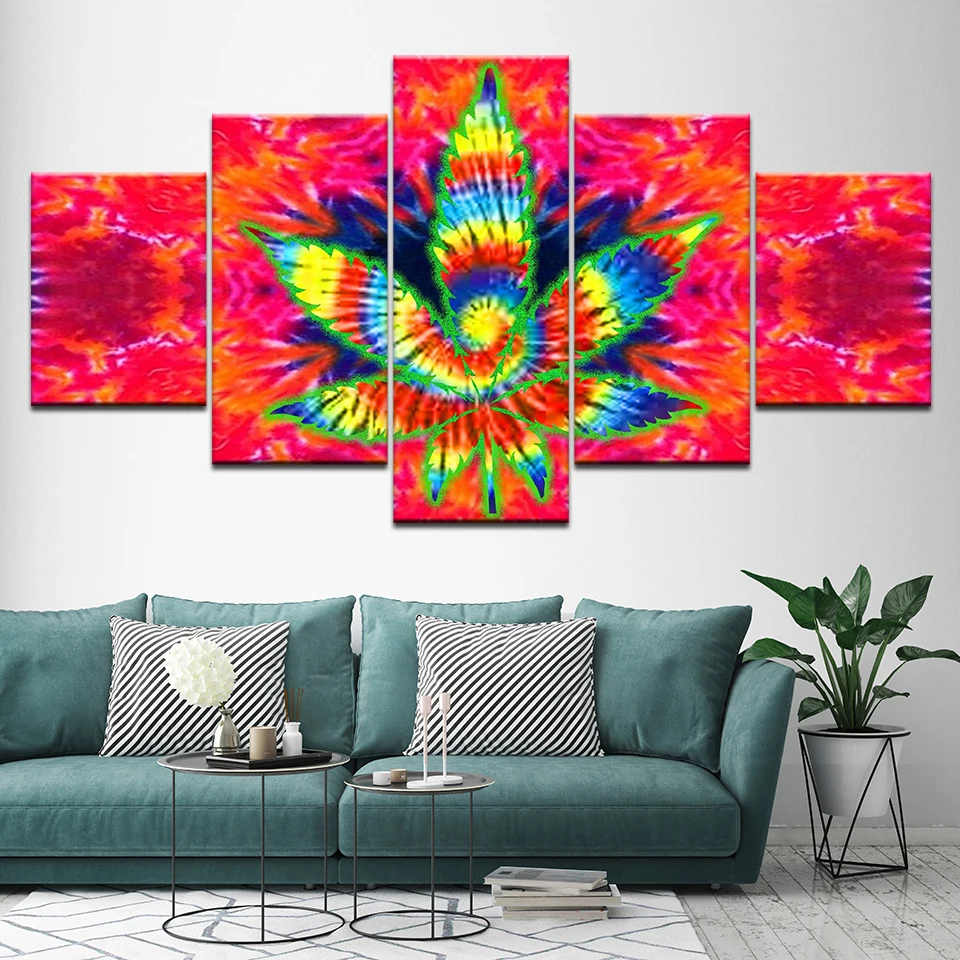 Абстрактная Этническая Картина на холсте с цветами 5 шт. Настенная картина
