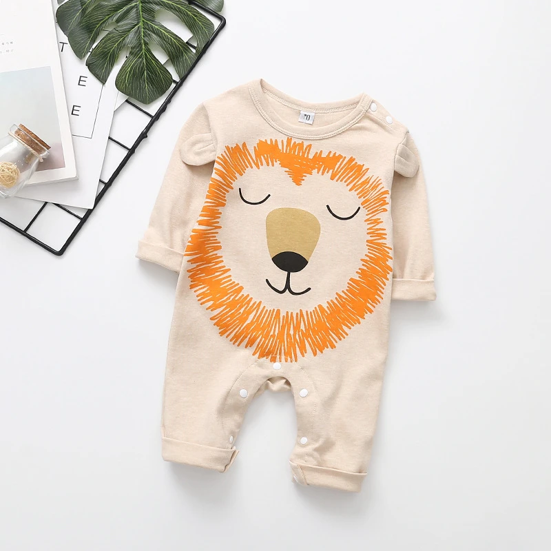 fashion brand Baby Boy Girl Shark Lion cub cartoon animal printing Romper Playsuit spring autumn Clothes cute Outfits | Детская одежда
