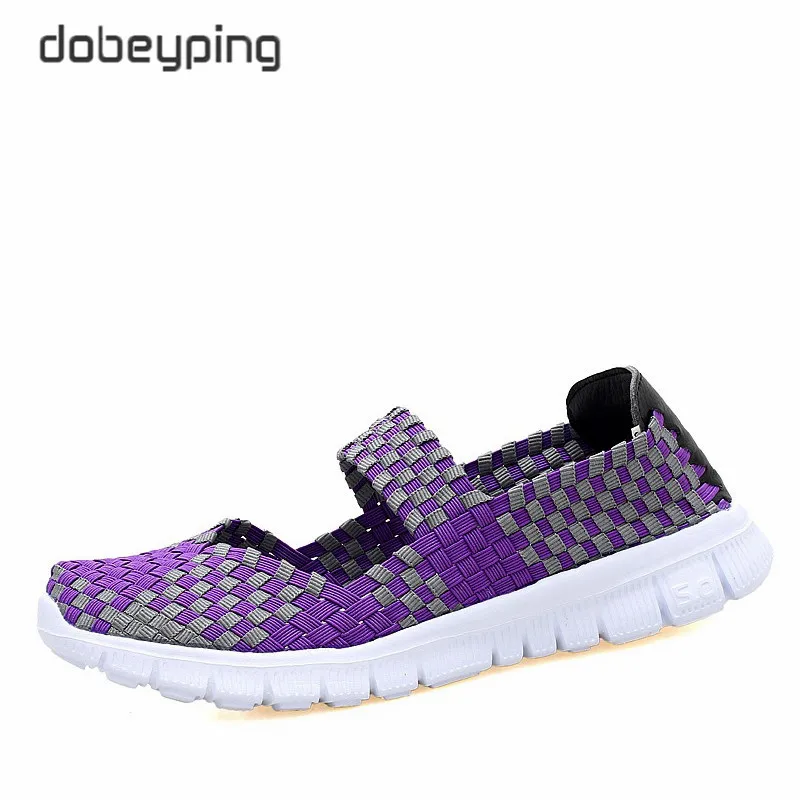 Casual Summer Women Flats Elastic Woven Woman Shoes Multi Colors Ladies Loafers Slip On Ladies Sneakers Comfortable Walking Shoe