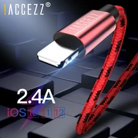 accezz 2 4a usb cable for iphone x xs max xr support data transmission phone nylon charging cord 1m for iphone 8 7 6 5 plus se