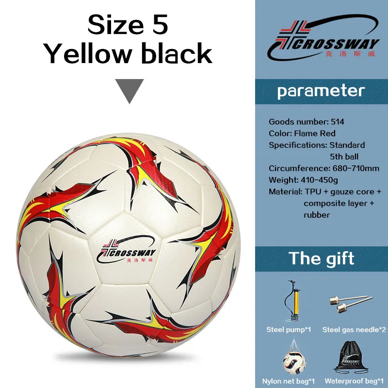 Soccer Ball Size 5 CROSSWAY, Официальный стандартный футбольный мяч, размер 3, 4, 5, футбольный мяч для мужчин и детей, для игры на открытом воздухе, тренировочный мяч с надувной сеткой, гол, ПУ - Цвет: Soccer Ball Size 5