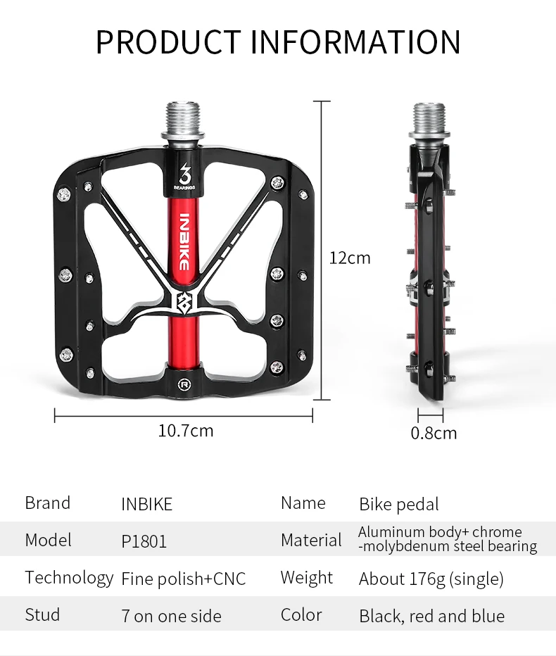 INBIKE MTB горный велосипед педали сверхлегкие профессиональные велосипедные педали противоскользящие 3 цвета герметичные подшипники педали велосипедные аксессуары