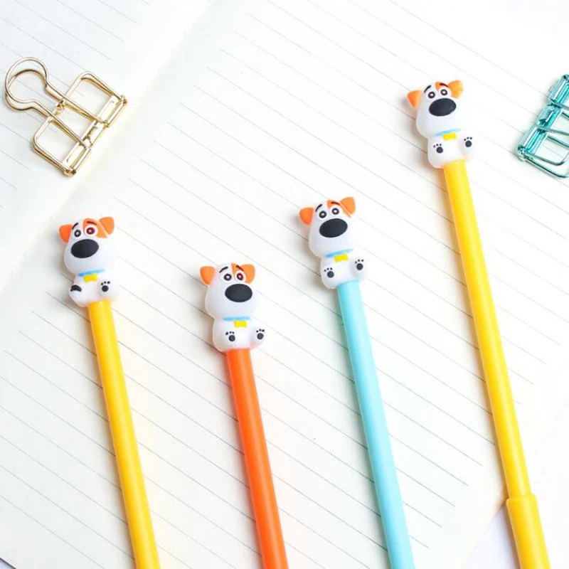 

2pc Creative Cute Cartoon Puppy Gel Pen 0.5mm Black Water Pen Children'S Stationery Gifts Office Supplies (Random Colors)