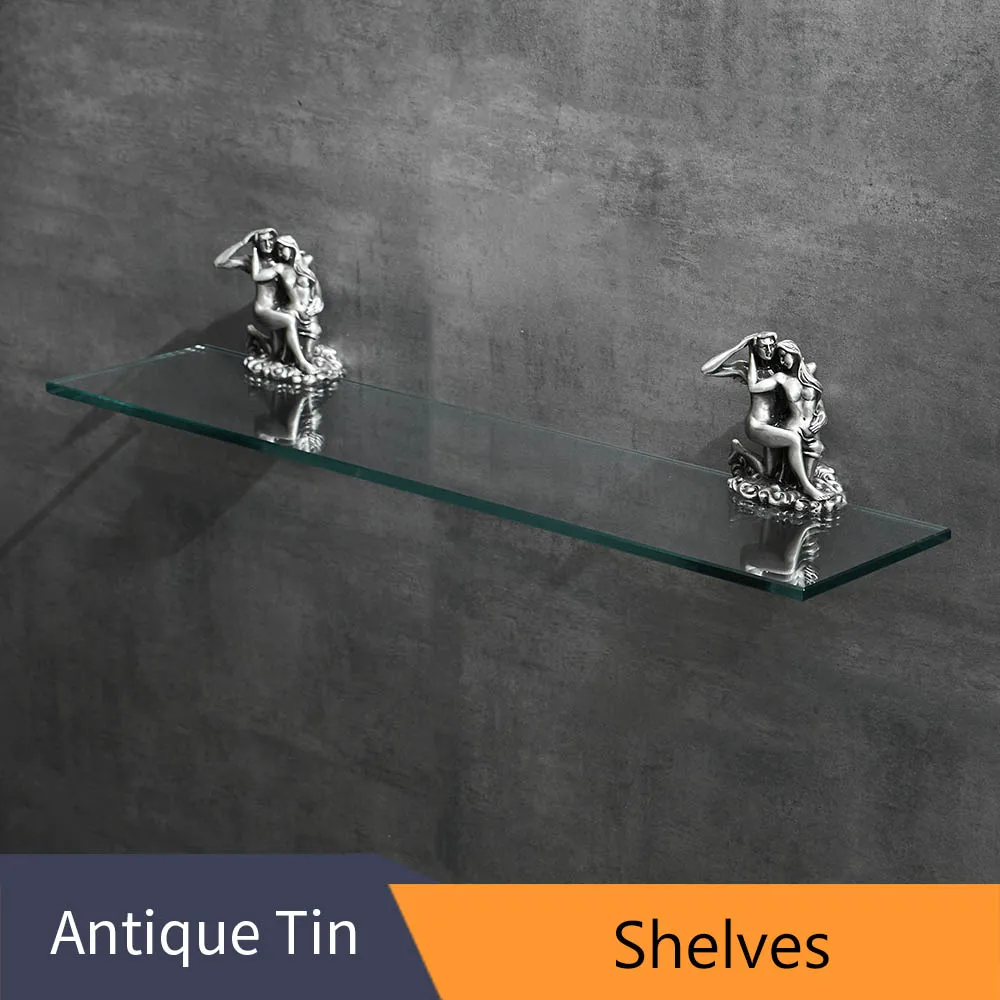 Single Glass Shelf Держатели для бумаги, аксессуары для ванной комнаты, хромированный Романтический Комплект для ванной, крепление для ванной комнаты, кольцо для полотенец, держатель для туалетной щетки, MB-0810T - Цвет: Single Glass Shelf