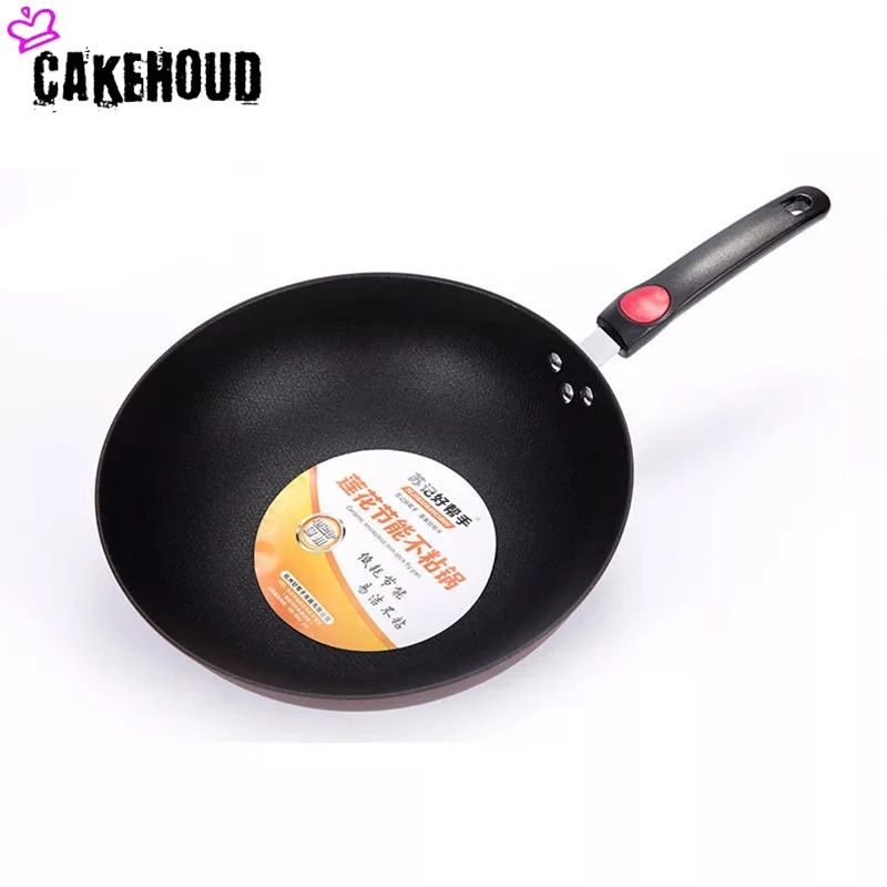 CAKEHOUD утолщенной многоцелевой антипригарным покрытием вок сковороде без пары 32 см Кухня Пособия по кулинарии универсальная газовая индукционная Плита