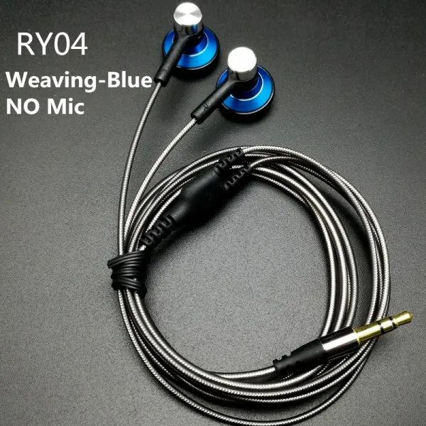 RY04 Weave-B NO MIC RY04 оригинальные наушники-вкладыши производитель металла 15 мм качество музыки звук HIFI наушники(ie800 стиль), 3,5 мм, ткацкий кабель - Цвет: RY04 Weave-B NO MIC
