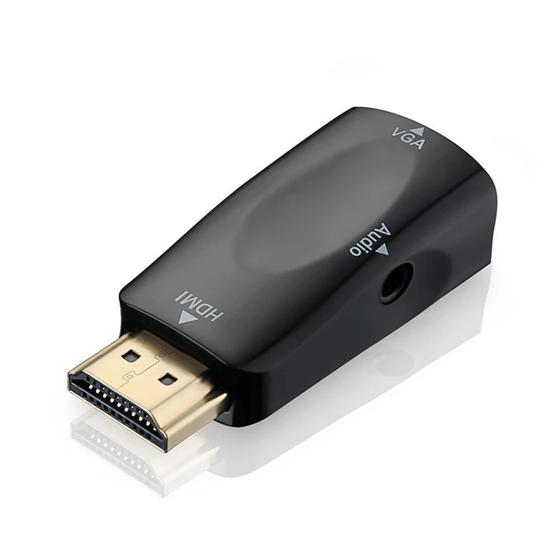 1080P HDMI Мужской к VGA Женский адаптер видео конвертер с аудио выходом N3 черный| |