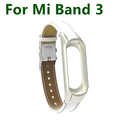 White For Mi 3 Yuedaer для Xiaomi mi Band 3 4 фитнес-трекер цветной кожаный mi Band 4 3 ремешок черный золотой чехол Модный браслет напульсники - Цвет: White For Mi 3