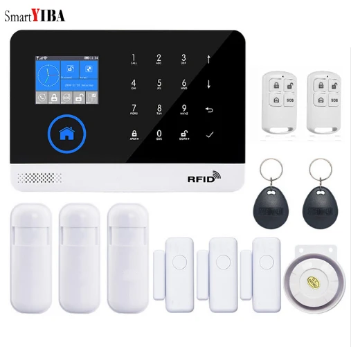 SmartYIBA GPRS Wi-Fi GSM сигнализация Охранная домашняя Многоязычная переключаемое приложение дистанционное управление беспроводной рычаг разрядка GSM сигнализация - Цвет: YB103812