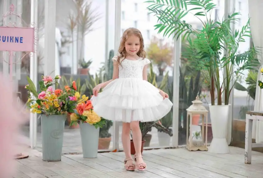2019 New Children Baby Lace Cake Mesh Summer Dresses Girls Princess Fairy Party Dance Dress 6 pcs/lot Wholesale | Детская одежда и