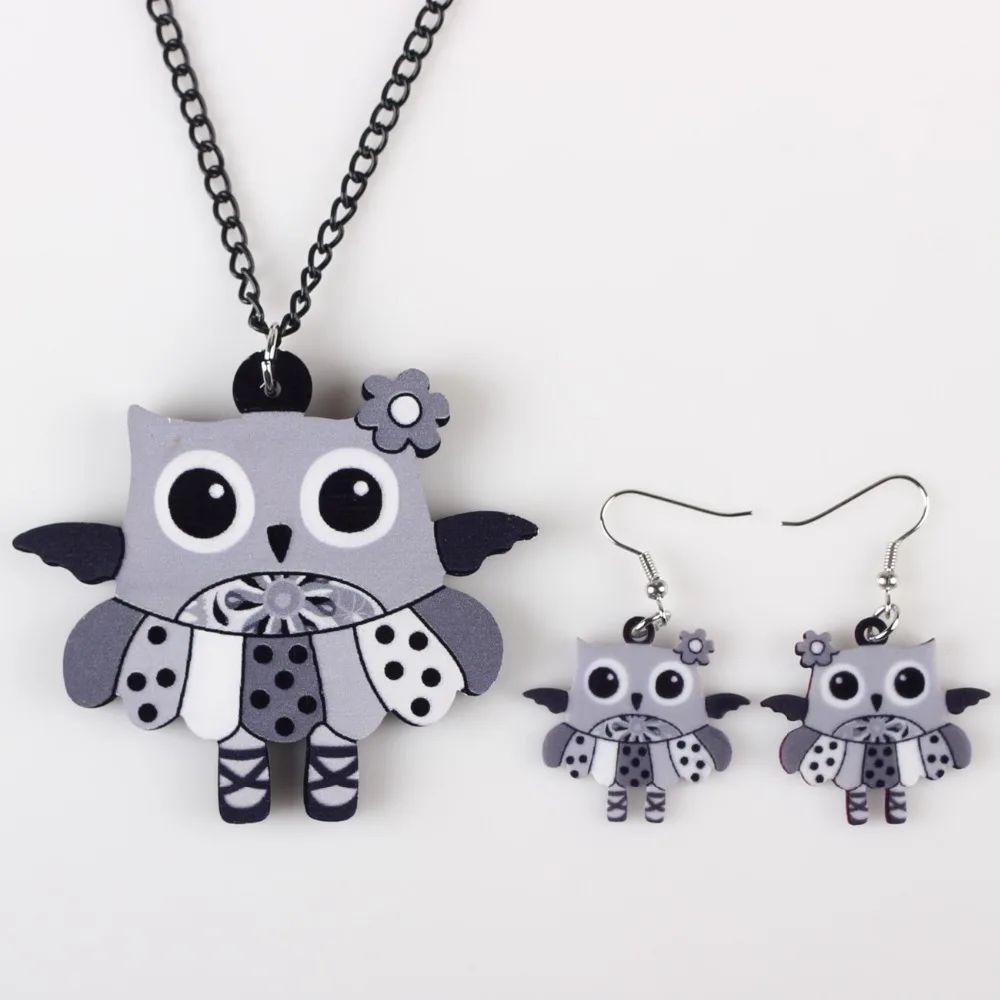 Bonsny брендовый ювелирный набор кулон в виде совы висячие серьги пять цветов хит