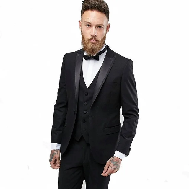 suits8 Черный костюм Homme, облегающие официальные свадебные костюмы для мужчин на заказ, мужские костюмы с брюками Ternos Masculino, облегающий смокинг - Цвет: suits8