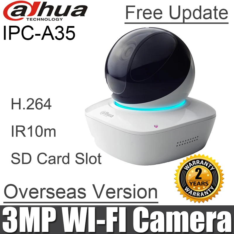 Английская Dahua IPC-A35 Мини PT ip камера детский монитор Встроенный микрофон и динамик DH-IPC-A35 HD PT 3MP Wi-Fi Сетевая камера