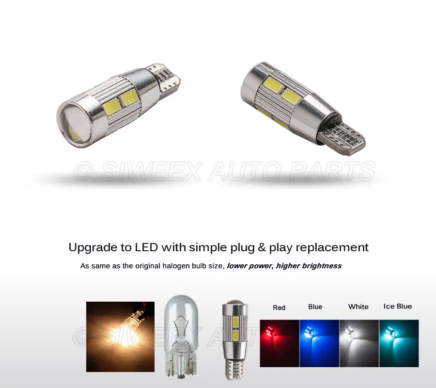2x W5W светодиодный T10 10 SMD 5630 5730 автомобильные лампы 168 194 светильник поворота свет